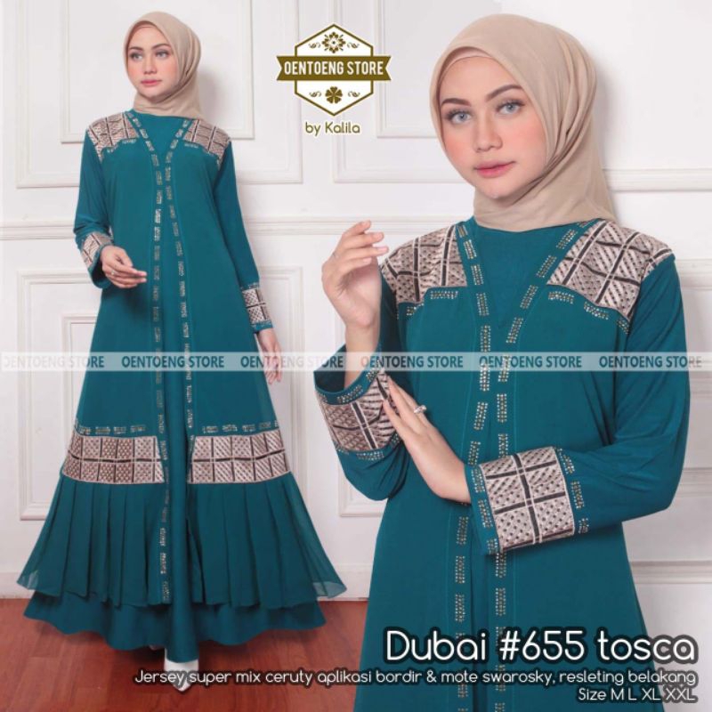 Gamis Dubai #655 Bordir Dress By Original Oentong Store Longdress Busana Muslimah