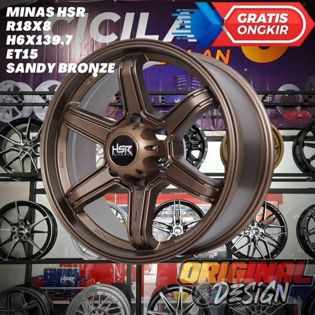 Velg Mobil Racing Ring 18 R18 HSR Minas Lebar 8 Lobang 6 ET15 Bronze