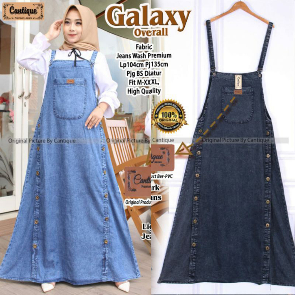 Overall Rok Jeans Jumbo Jumpsuit Wanita Full Kancing Baju Kodok Terbaru