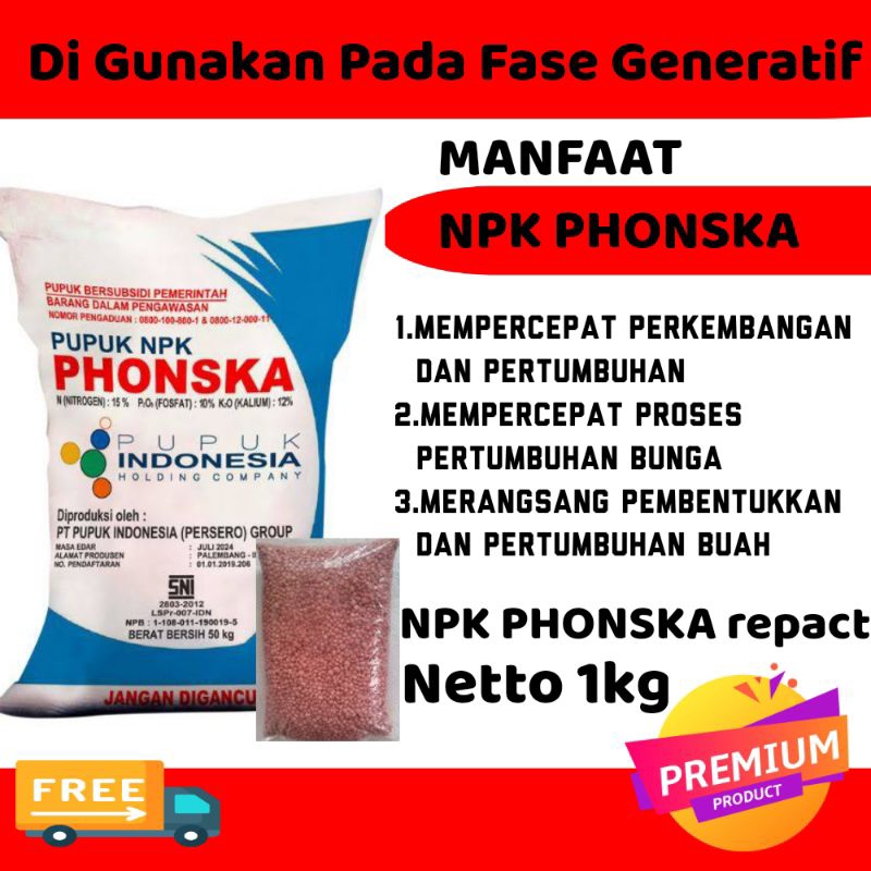 Pupuk npk phonska repack1kg.pupuk penyubur tanamanPupuk untuk pertumbuhan daun dan batang.Pupuk untu
