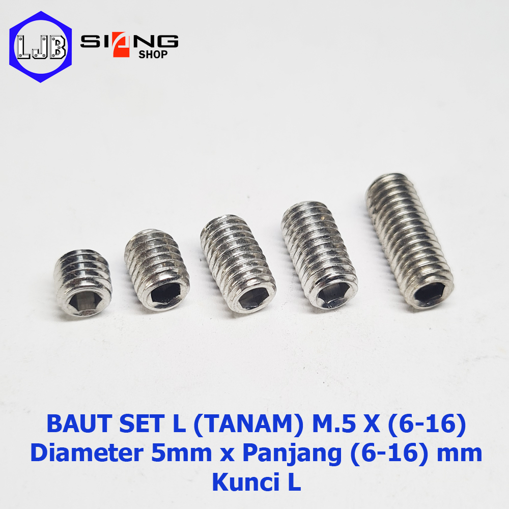 Baut Tanam L Stainless M5 Panjang 6 sd 16mm (Set L)