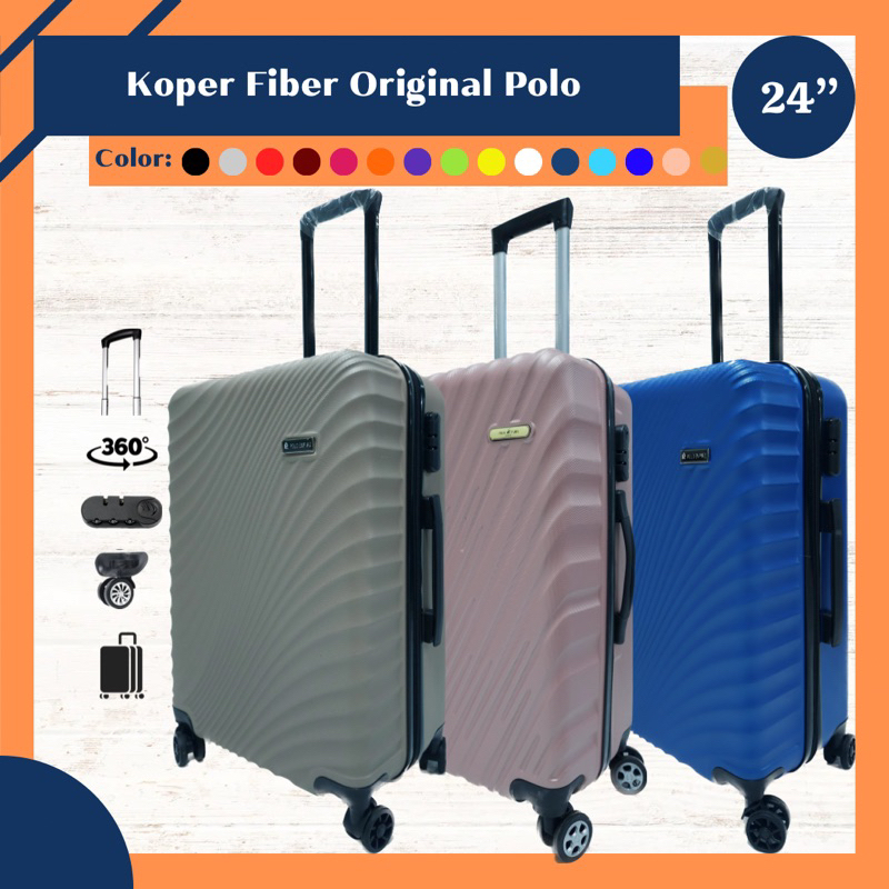 Koper fiber murah 24 inch Polo Twin tas travelling Roda 4 Non expander Ringan Murah Besar Bagasi siz