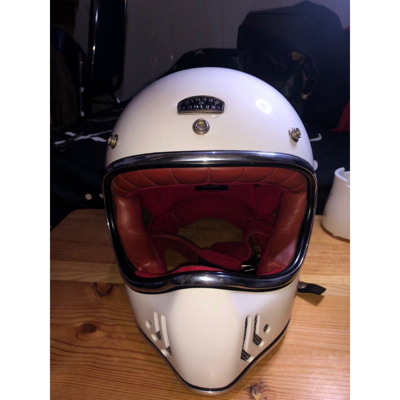Jual helm riders & rules commando luxury white L