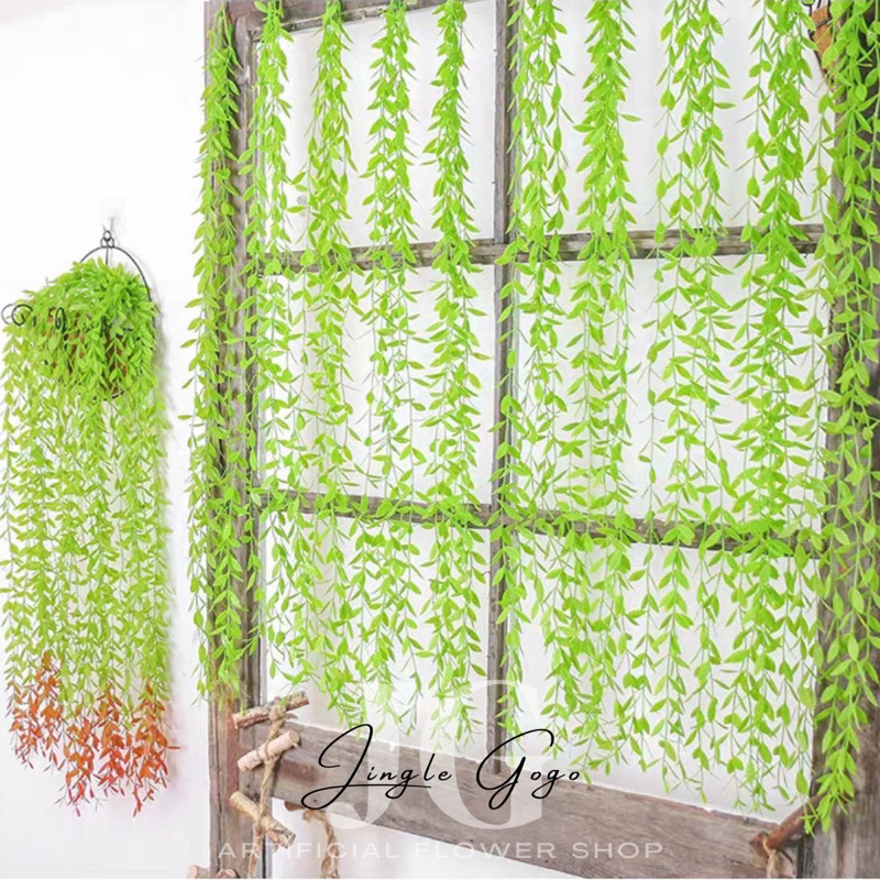 Daun Rambat Lee Kwan Yu Artificial Bunga Juntai Plastik Tanaman Hias Palsu Dekorasi Taman Gantung Ar