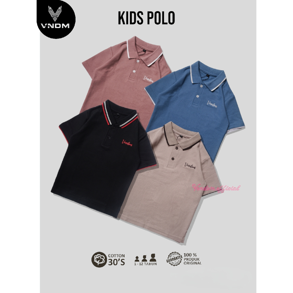 Vendom Kids Baju Kaos Anak Laki laki,Kaos Kerah Anak,Usia 1-12 Tahun,Bahan Polo Cvc Pique