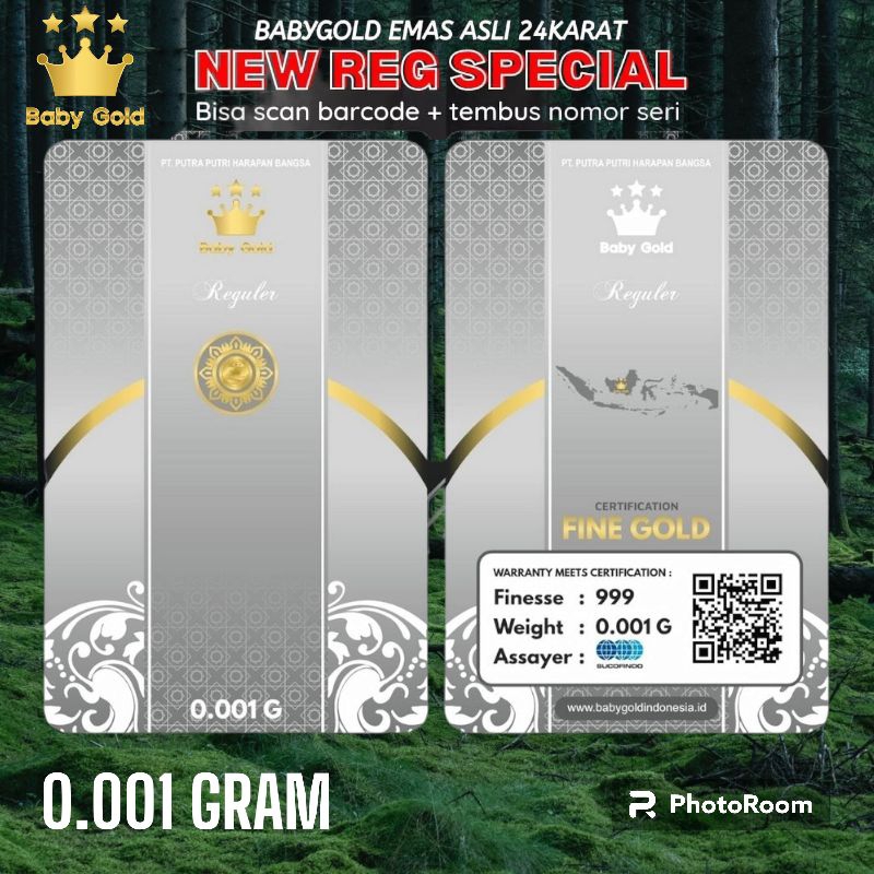 Baby Gold Emas Murni Logam Mulia Emas Mini 0.001 Gram 24 Karat Souvenir