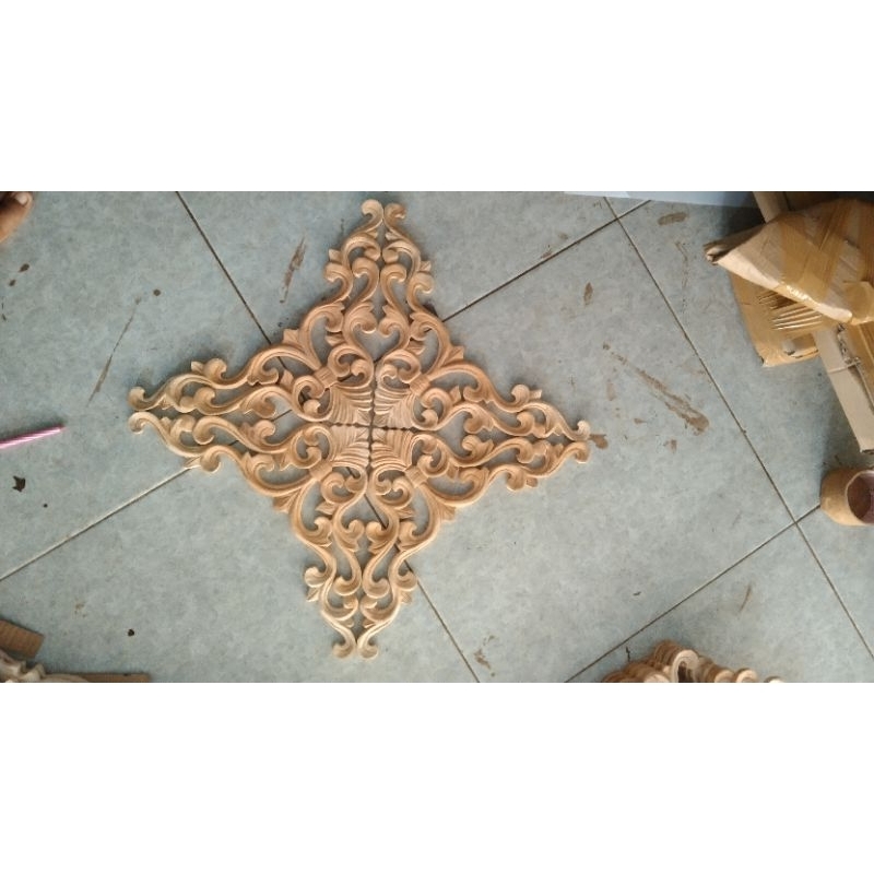 ornamen sudut 30x30 ukiran tempel.kayu mahoni