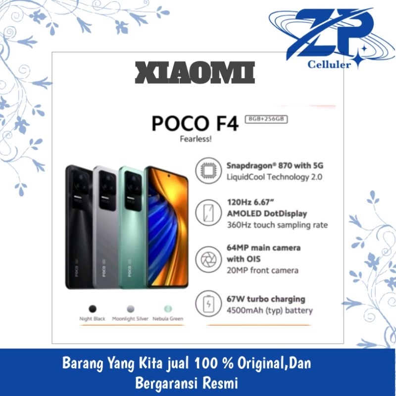 XIOMI POCO F4 RAM 8GB /ROM 256GB GARANSI RESMI XIOMI