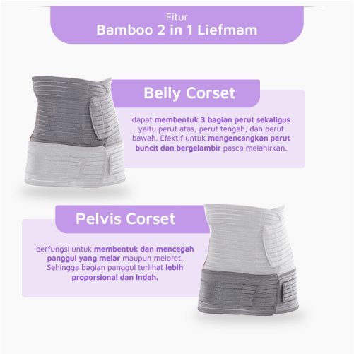 Liefmam Bamboo 2 in 1 - Korset Peramping Pasca Melahirkan Dengan Serat Bambu Alami