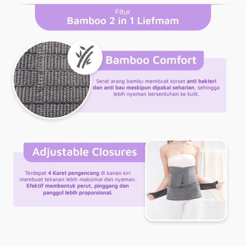 Liefmam Bamboo 2 in 1 - Korset Peramping Pasca Melahirkan Dengan Serat Bambu Alami