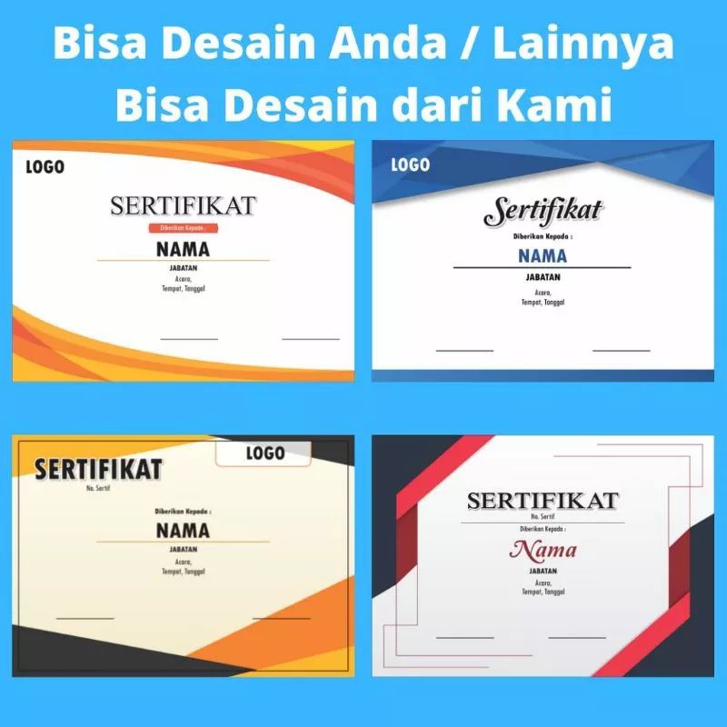 

sehari jadi cetak sertifikat/ piagam murah tebal 1 dan 2 sisi / cetak ijazah