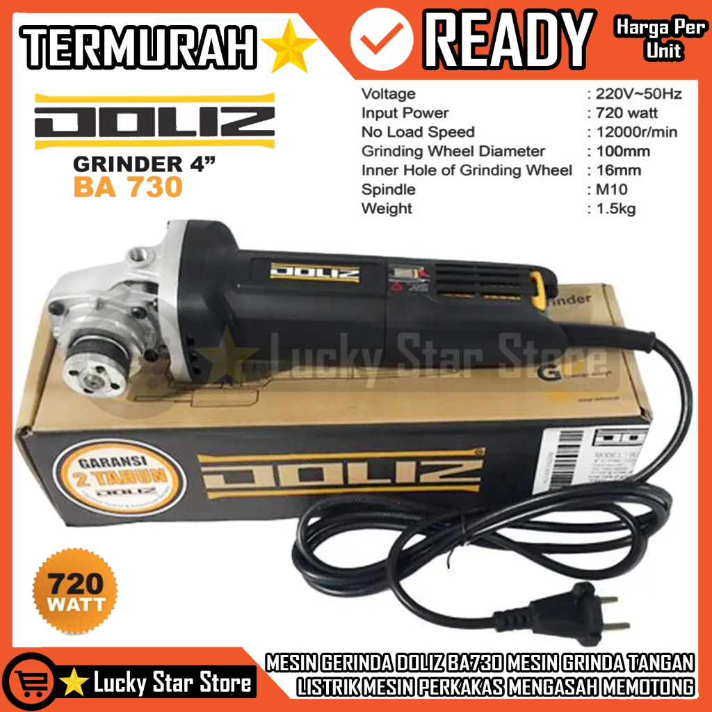 MESIN GERINDA DOLIZ BA730 MESIN PERKAKAS MENGASAH MEMOTONG MENGGERUS BENDA BATU KAYU GERINDA TANGAN 