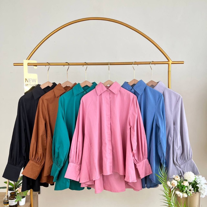 Gia Blouse Rempel Poplin Oversize / Baju Atasan Kemeja Wanita