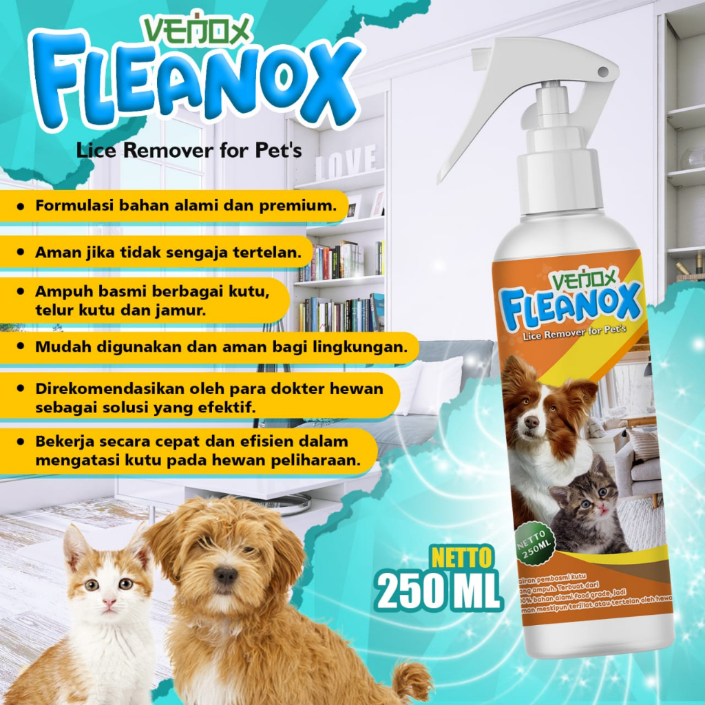 FLEANOX - Obat Anti Kutu Hewan Kucing Anjing Kelinci Pembasmi Kutu Flea Remover Spray Aman Terjilat