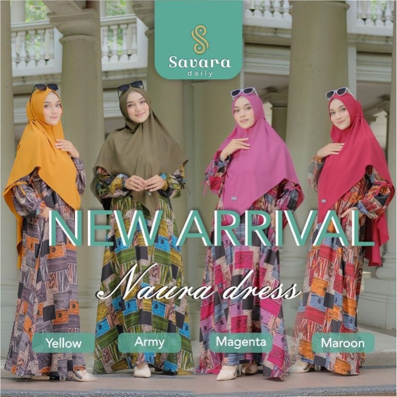 NAURA SET KHIMAR by SAVARA DAILY | NAURA DRESS SET HIJAB SYARI MOTIF