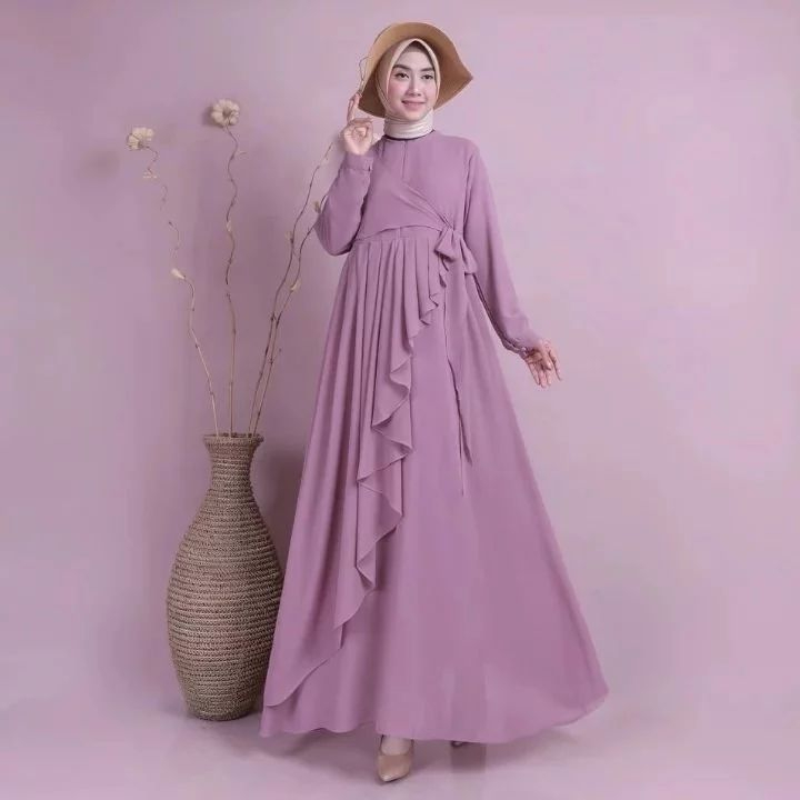 GAMIS WANITA APRILIA DRESS BAHAN CERUTY BABYDOLL MOTIF POLOS UKURAN M L XL XXL LD 100 - 120 CM PB 140 CM PAKAIAN MUSLIM WANITA / GAMIS CERUTY WANITA TERBARU 2023 KEKINIAN / DRESS CERUTY PUTIH MUSLIM / MAXY DRESS JUMBO LENGAN PANJANG / BAJU GAMIS HITAM