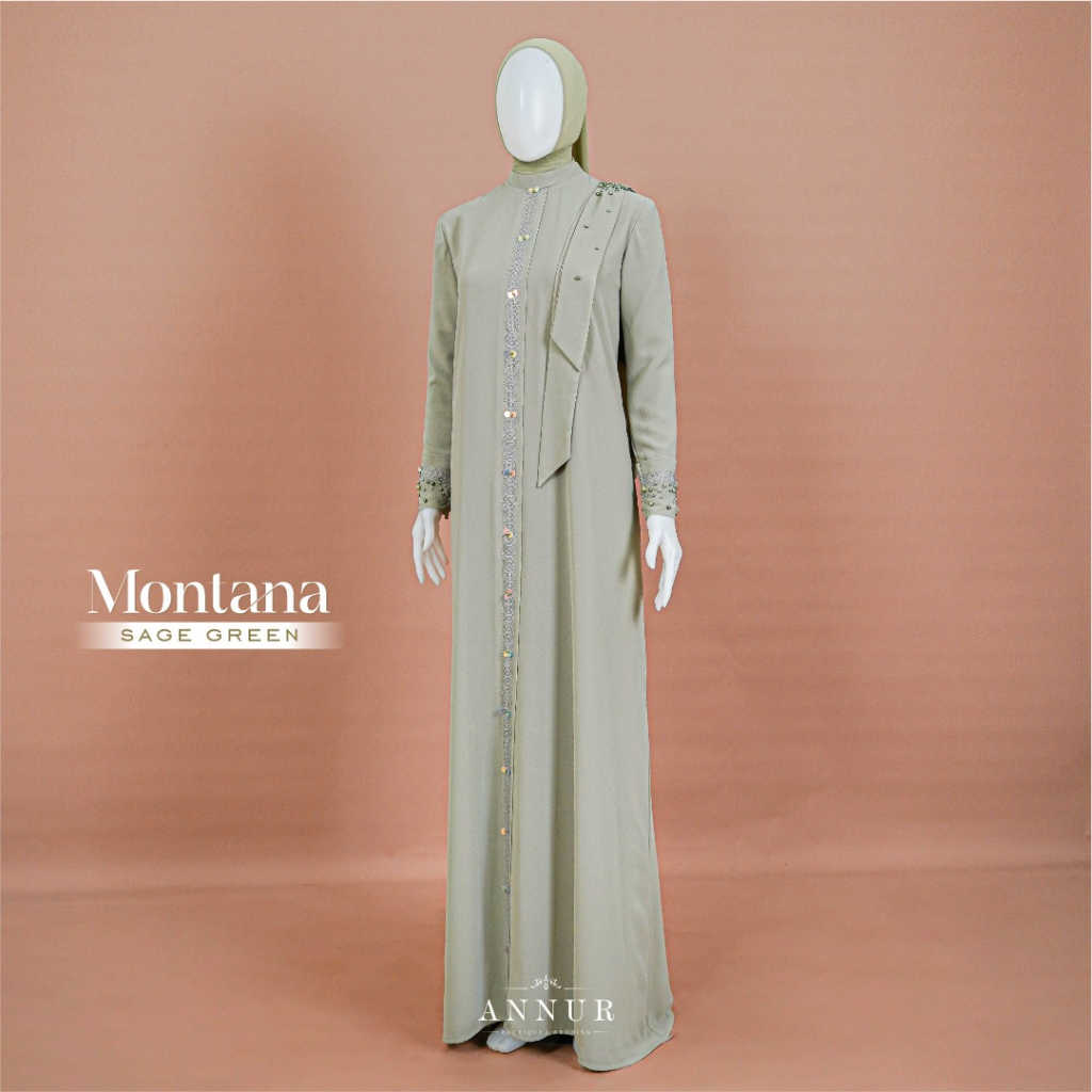 Annur Label Pre Order - Montana Abaya haji umroh payet ceruti babydoll gamis lebaran syari