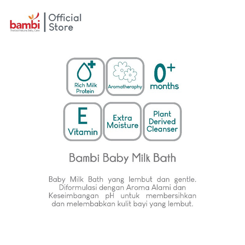 BAMBI Baby Milk Bath 500ml | Sabun Bayi Kaya Protein Susu Nabati