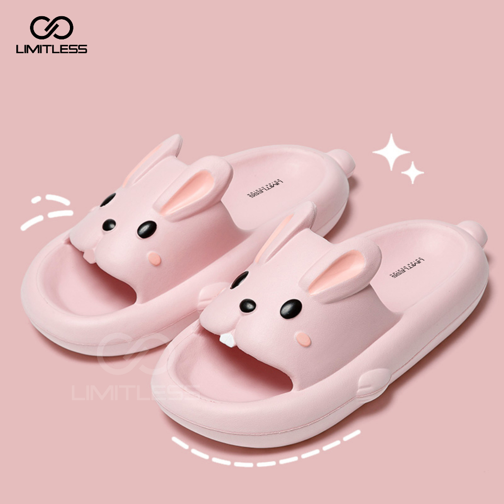 Sandal Selop Kelinci Wanita Casual BUNNY Korean Style Sendal Rabbit Cewek Slip On Sandal Kelinci Empuk Nyaman