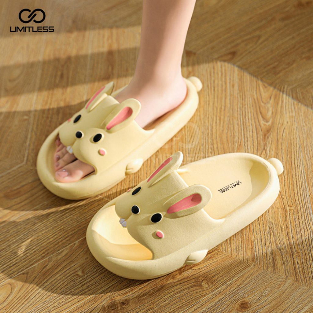 Sandal Selop Kelinci Wanita Casual BUNNY Korean Style Sendal Rabbit Cewek Slip On Sandal Kelinci Empuk Nyaman