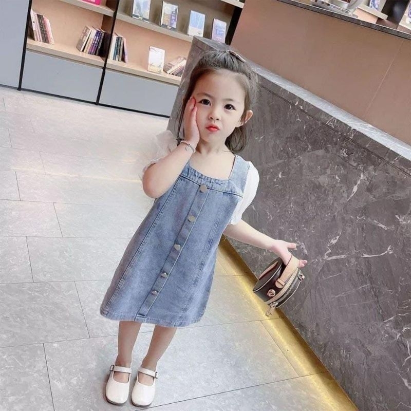 DRESS ANGELA KOREA STYLE JEANS ANAK 1-5 TAHUN