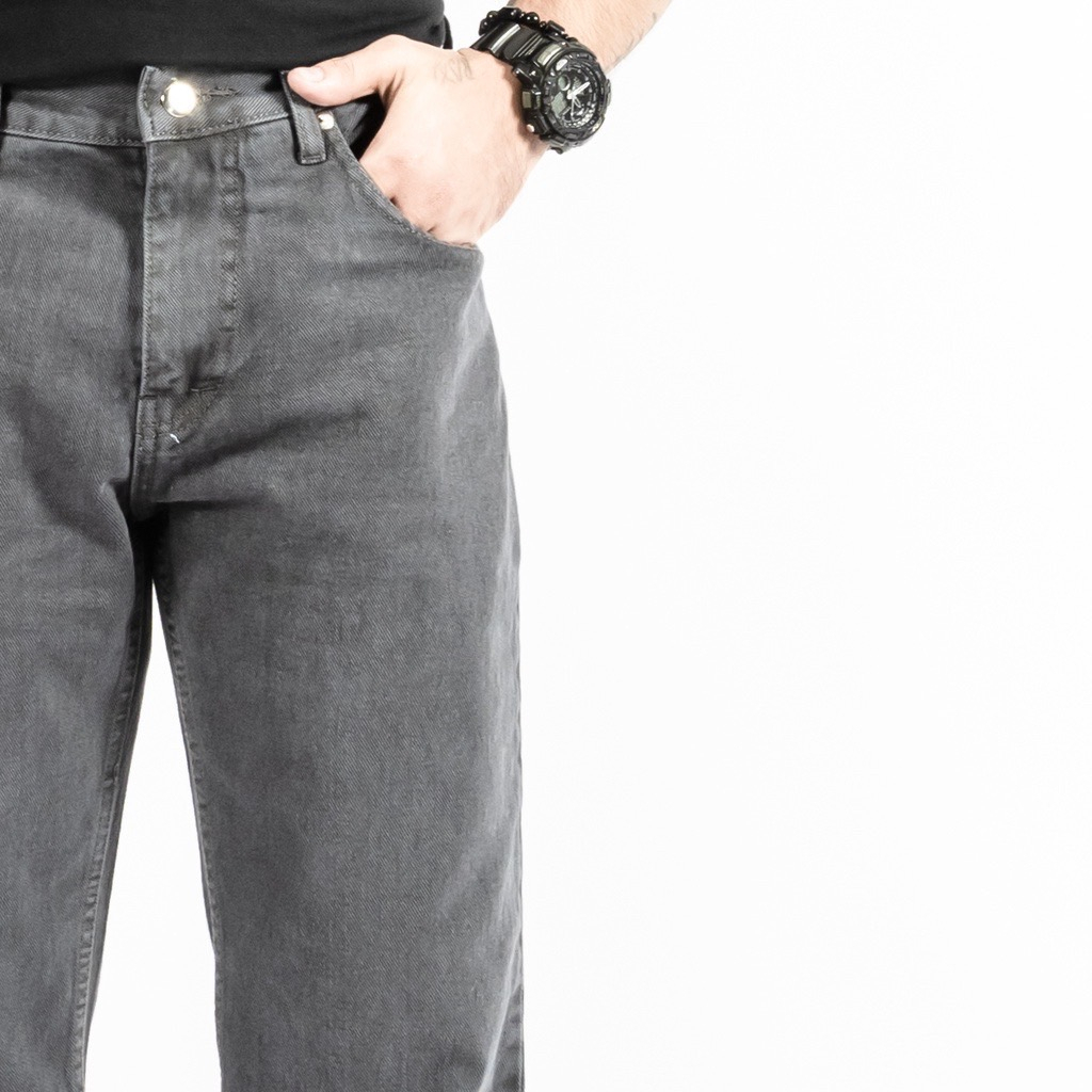 FEROCIOUS.CO Celana Jeans Reguler Retro Basic Standar Denim - Grey Premium Terlaris