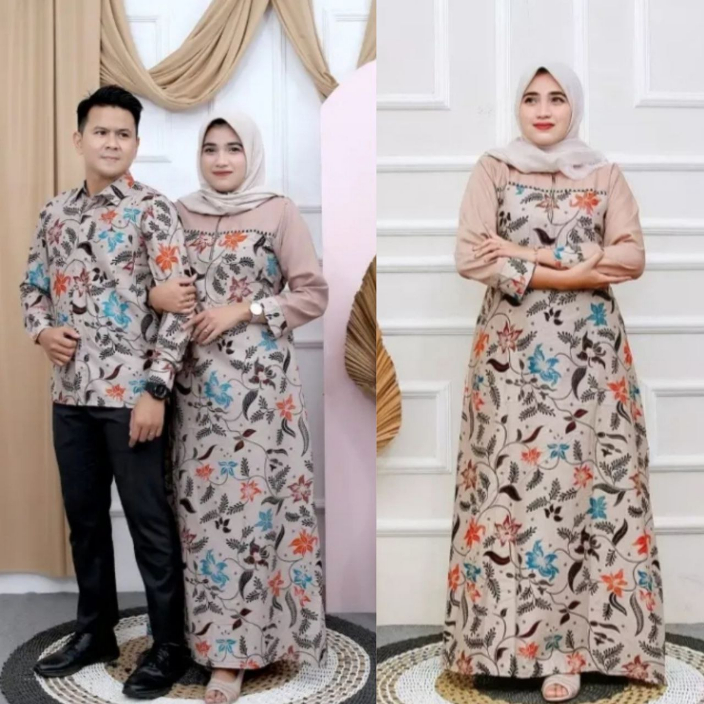 batik couple pasangan gamis sarimbit terbaru