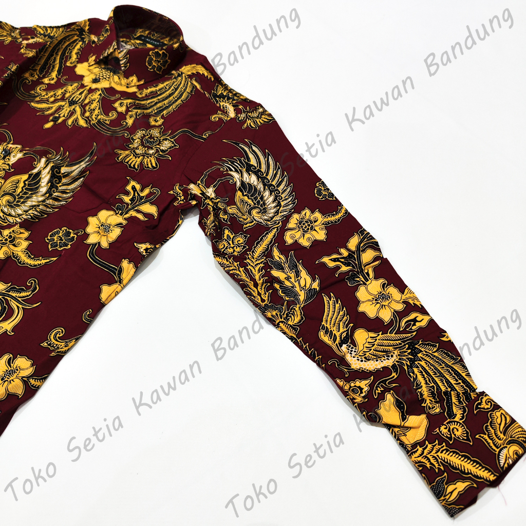 Kemeja ALISAN Corak Batik Print SLIM Fit Lengan Panjang ( Size 16 ) - MERAH