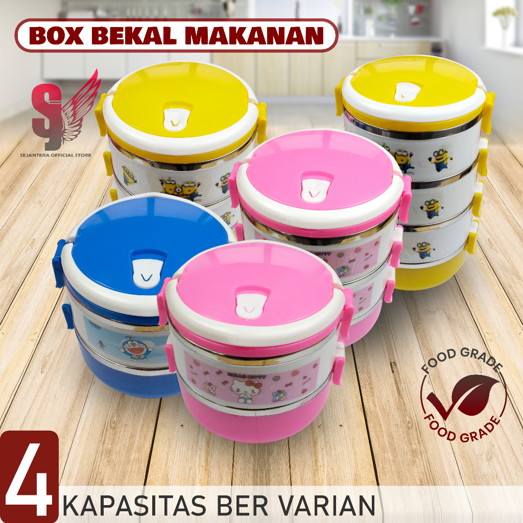 Rantang Susun Wadah Makanan Stainless Steel Motif Kartun