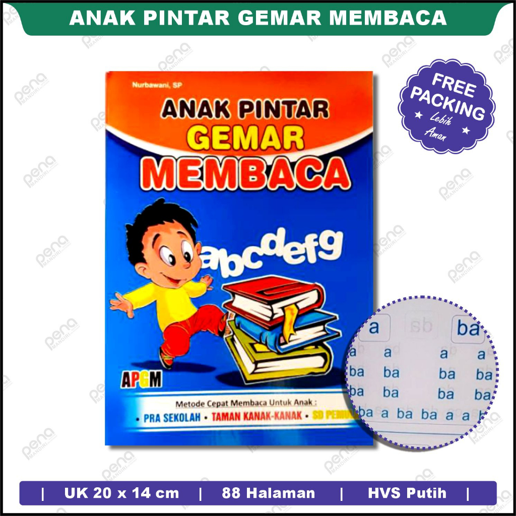 BUKU ANAK PINTAR GEMAR MEMBACA UNTUK ANAK PAUD TK SD PEMULA APGM