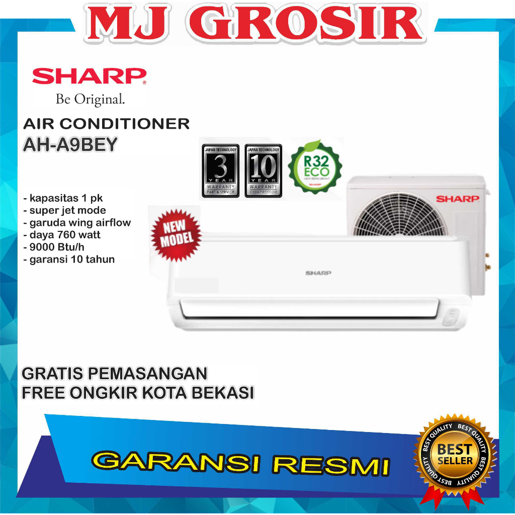 AC SHARP AH-A 09 BEY / AH-A 09 SAY 1 PK + PASANG R32 LOW WATT