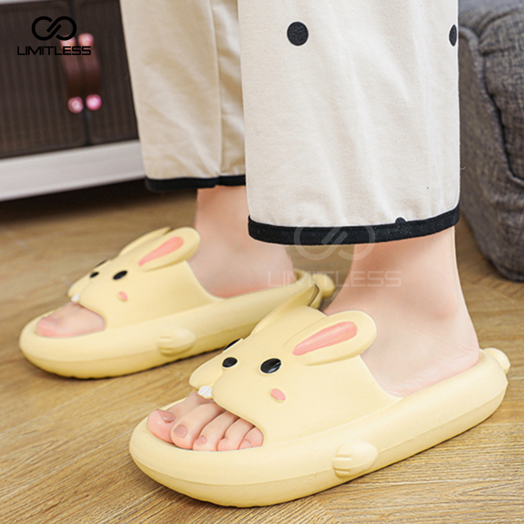 Sandal Rabbit Dewasa Selop Wanita Empuk Outdoor Sendal Wanita Kelinci Karakter Korean Style Terbaru 2023 Casual Kekinian