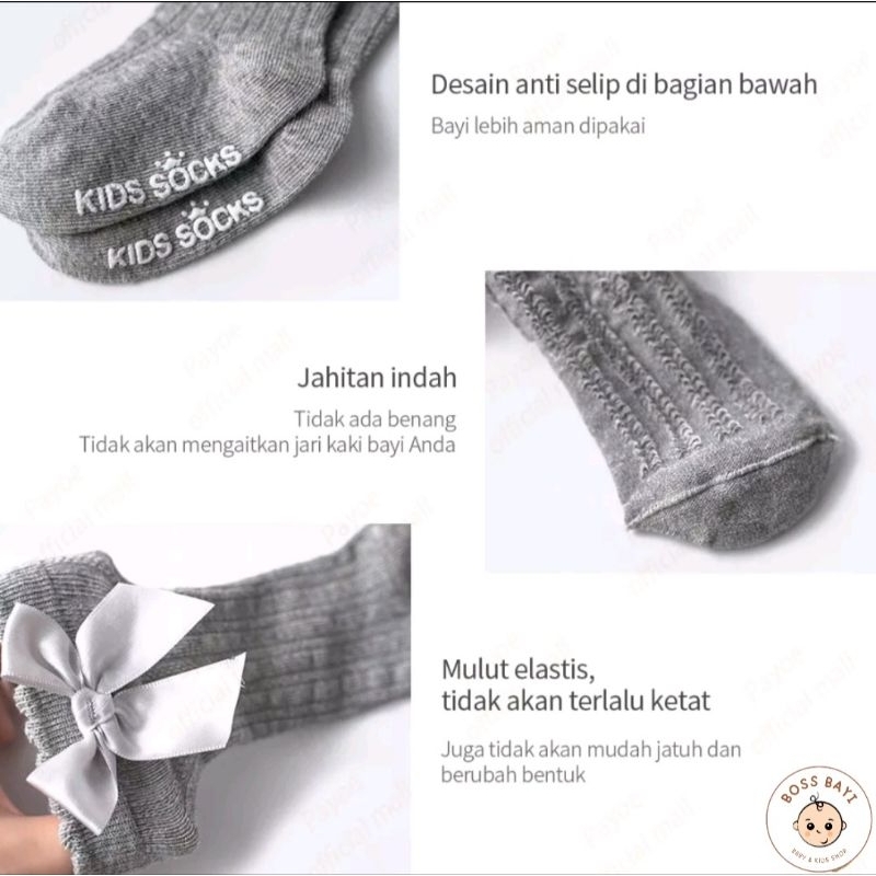 BOSS BAYI - Kaos Kaki Panjang Pita untuk Anak Perempuan
