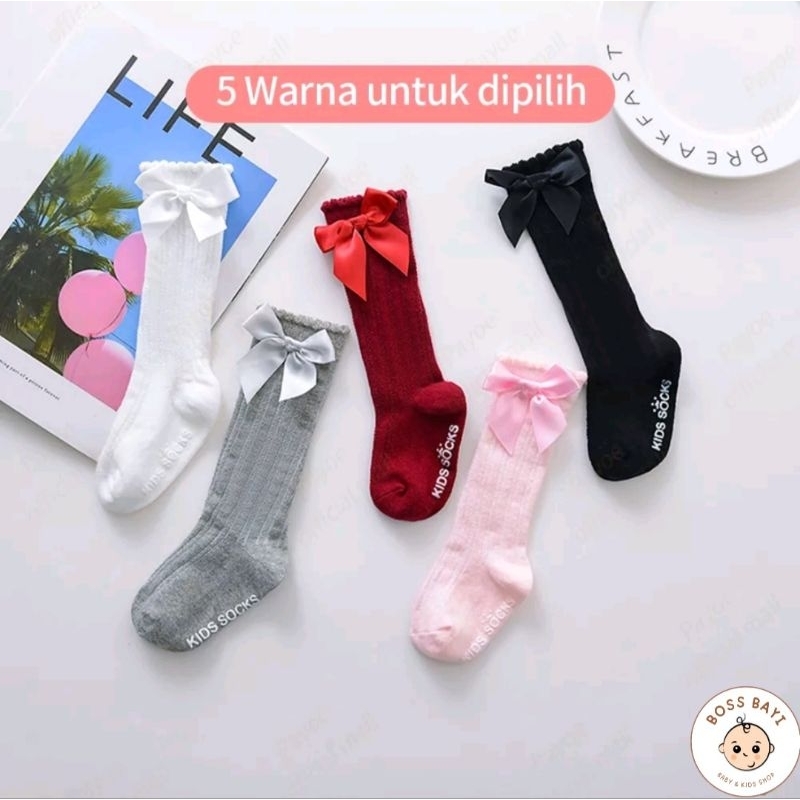 BOSS BAYI - Kaos Kaki Panjang Pita untuk Anak Perempuan