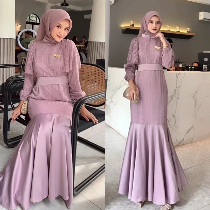 DRESS CELINNE , BRUKAT VELVET, GAMIS HIJAB MUSLIM , MAXY DRESS GAUN , 3 UKURAN