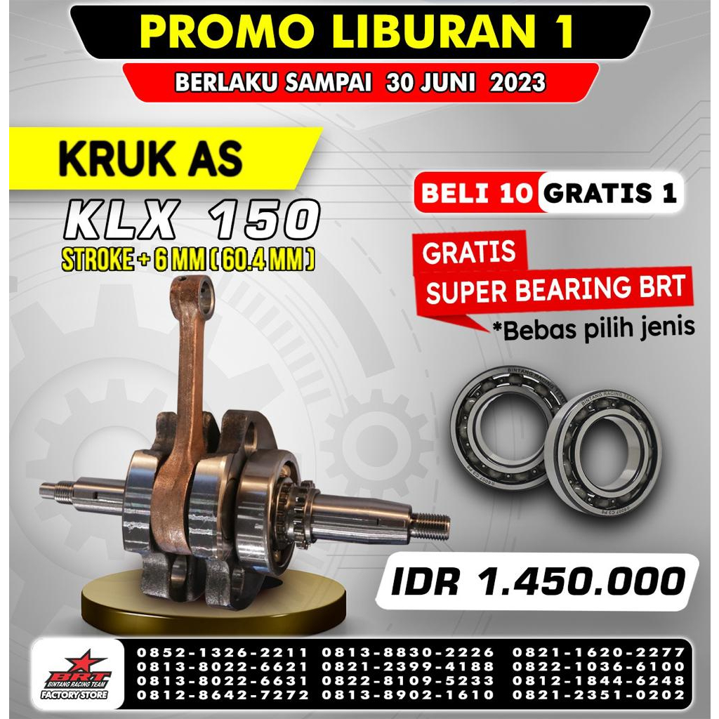 KRUK AS CRANKSHAFT KLX 150 BRT (BONUS BEARING)