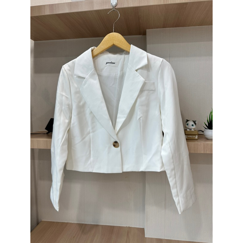 Crop Top Blazer Putih WHITE BLAZER CROP BAJU WANITA OUTER Crop top