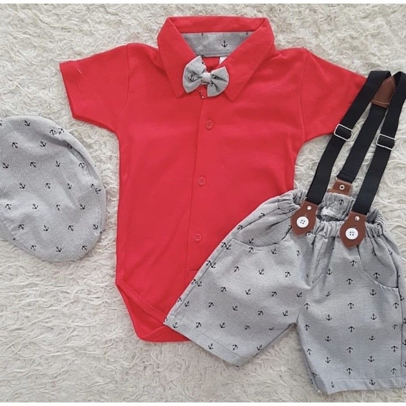 baju bayi cowo suspender set