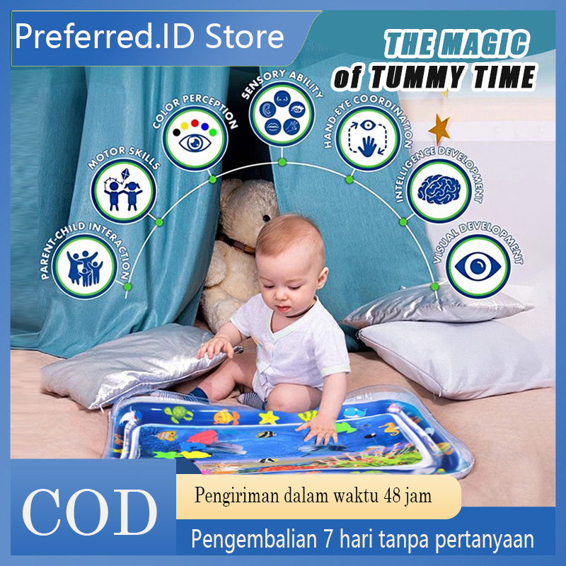 Water Playmat Baby Matras Air Bayi Mainan Edukasi Tummy Time Mainan Bayi Mainan Sensorik Bayi Mainan Bayi 0 6 Bulan Mainan Bayi 4 Bulan Mainan Anak 1 Tahun