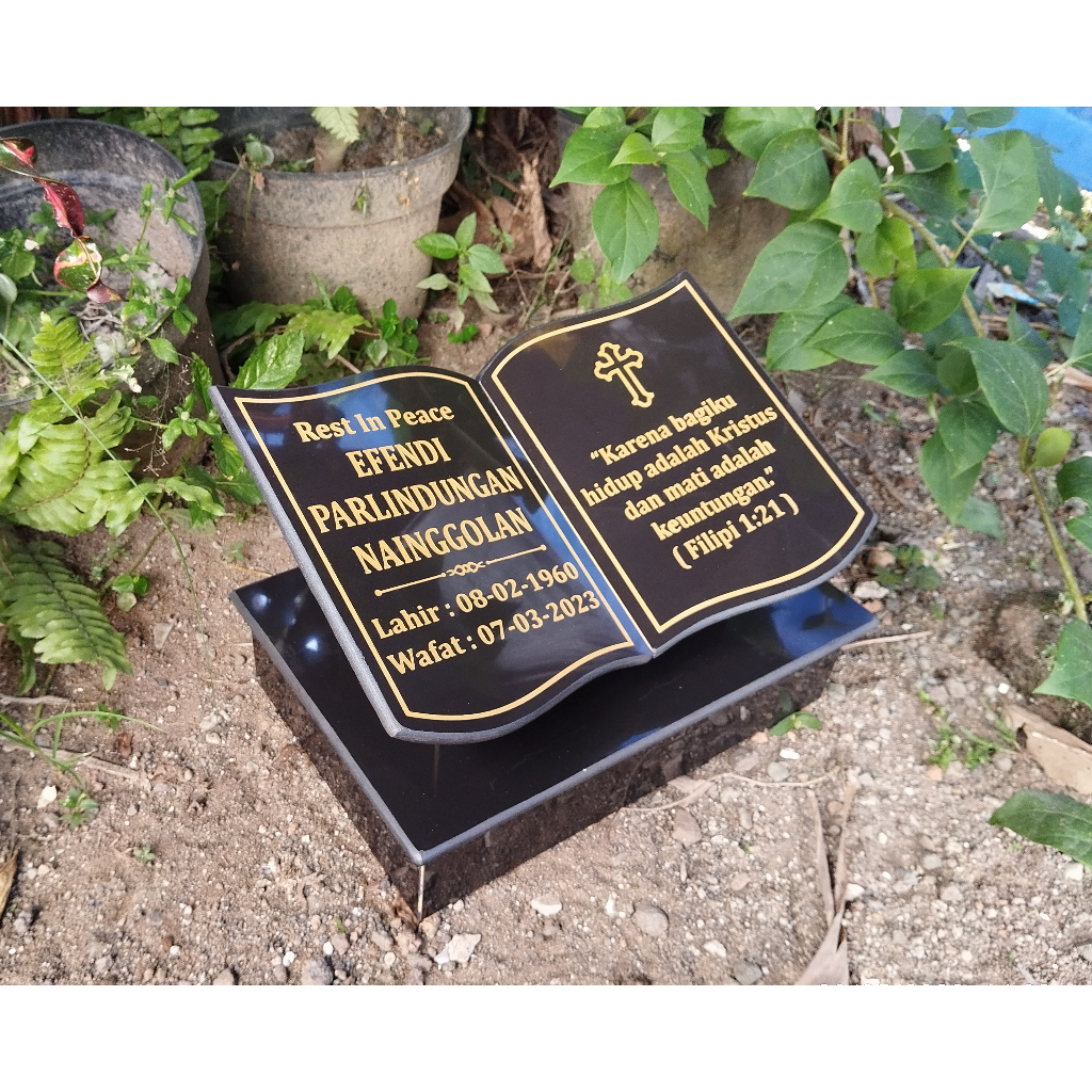 BATU NISAN KRISTEN PLUS DUDUKAN TERLARIS UK 20X30