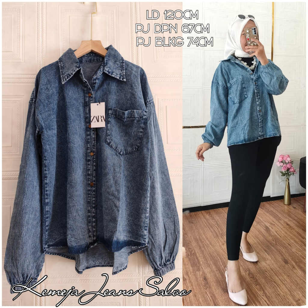 KEMEJA JEANS WANITA OVERSIZE / KEMEJA JEANS WANITA