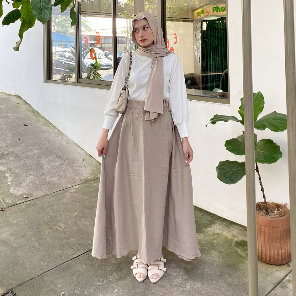 FREYA Skirt | Rok Kekinian Rok Lebar Berbahan Linen [YEPPUOUTFIT]