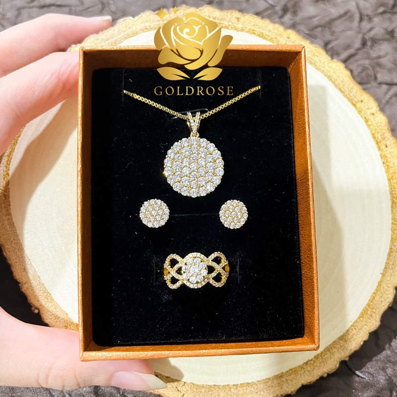 Set Perhiasan Celeste Kristal Swarovski Lapis Emas 18k Anti Karat