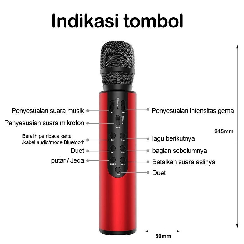 Mic Bluetooth M6 Original KTV Karaoke Microphone Bluetooth Karaoke Mikropon KTV Efeck Wireless Mic Speaker Portable Smule Sound Bass