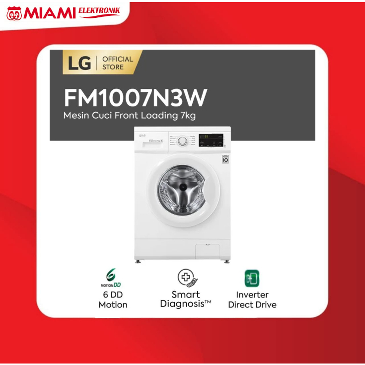 LG FM1007N3W Mesin Cuci Front Loading 7KG-SmartThinQ dengan WiFi