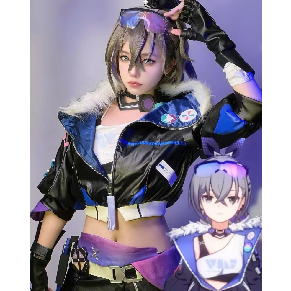Broken Star Dome Railway Anime Game Costume Silver Wolf Cosplay Anime Game Costume Wig Shoes Women's