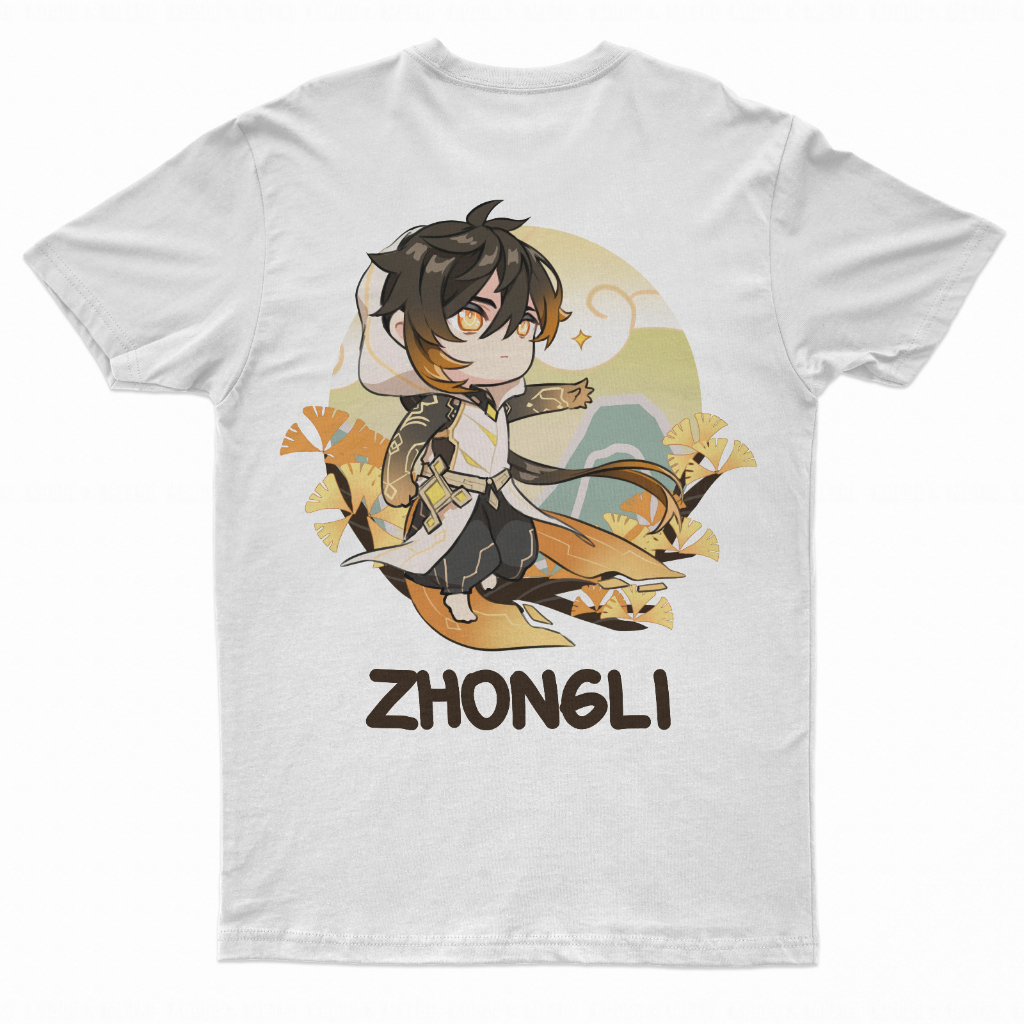 Tshirt Zhongli Chibi Anime Gaming Genshin Impact Premium Unisex