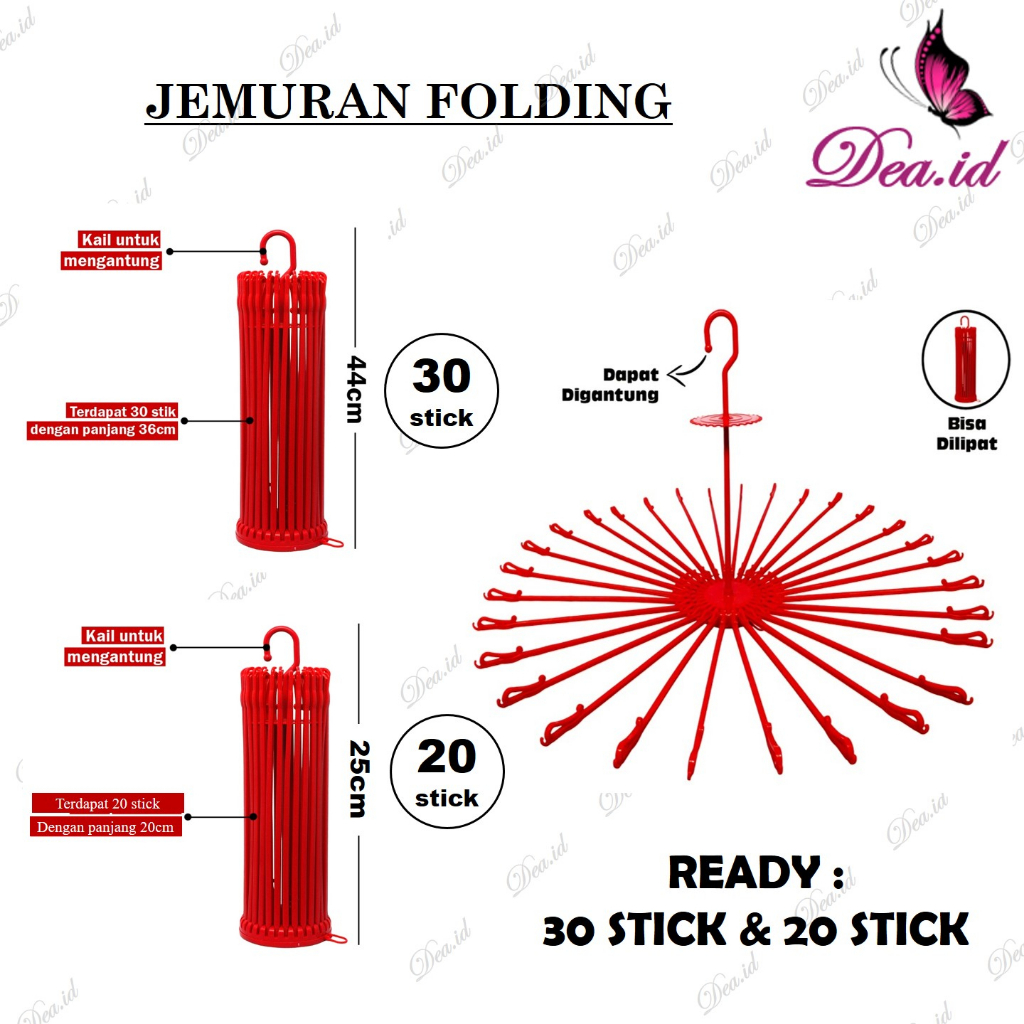 [DEASTORE]  FOLDING STIK - FOLDING STICK - FOLDING ISI 30 STICK - JEMURAN BAJU BAYI - HANGER BAJU ANAK - GANTUNGAN PAKAIAN BAYI BULAT