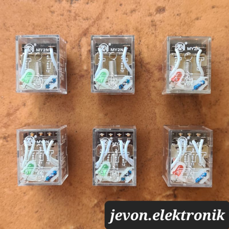 Relay Zn MY2N MY4N 8 14 P Pin Kaki 12 24 220 v volt Original 8p 14p 12v 24v 220v Transparan