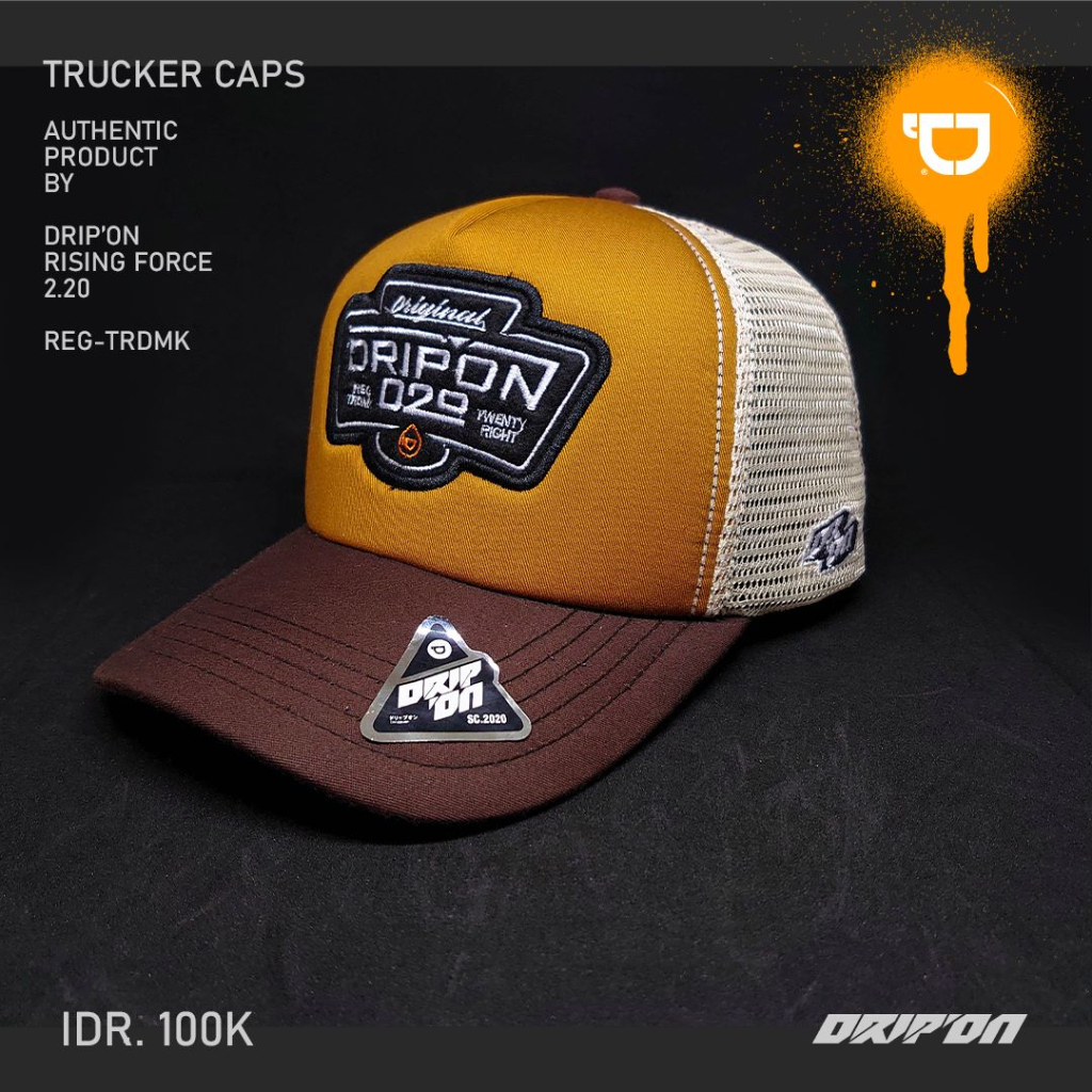 Drip On Topi Jaring Trucker Pria Dewasa Distro Original Cream Merah Navy